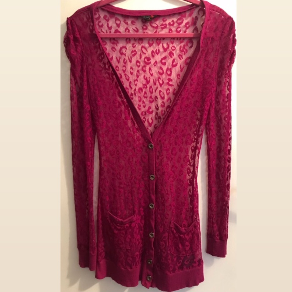 G by Guess Purple/Pink Sheer Shirt Dress